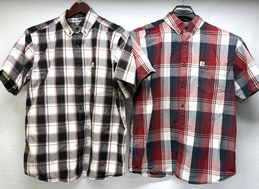 CARHARTT Relaxed Fit Mens Large Reg Cotton Short Sleeve Button Up Shirts (2)